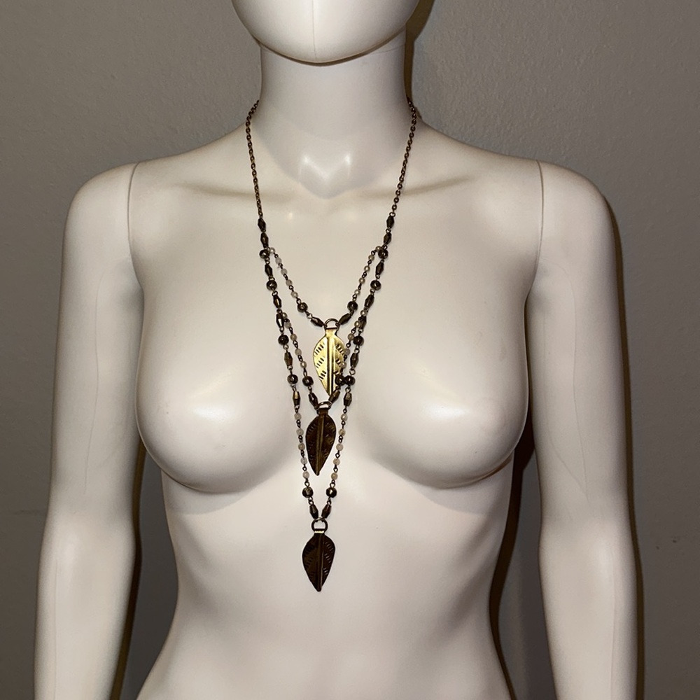 VANESSA MOONEY *San Antonio* brass leaf motif boho necklace aso Kendall Jenner - Picture 7 of 8